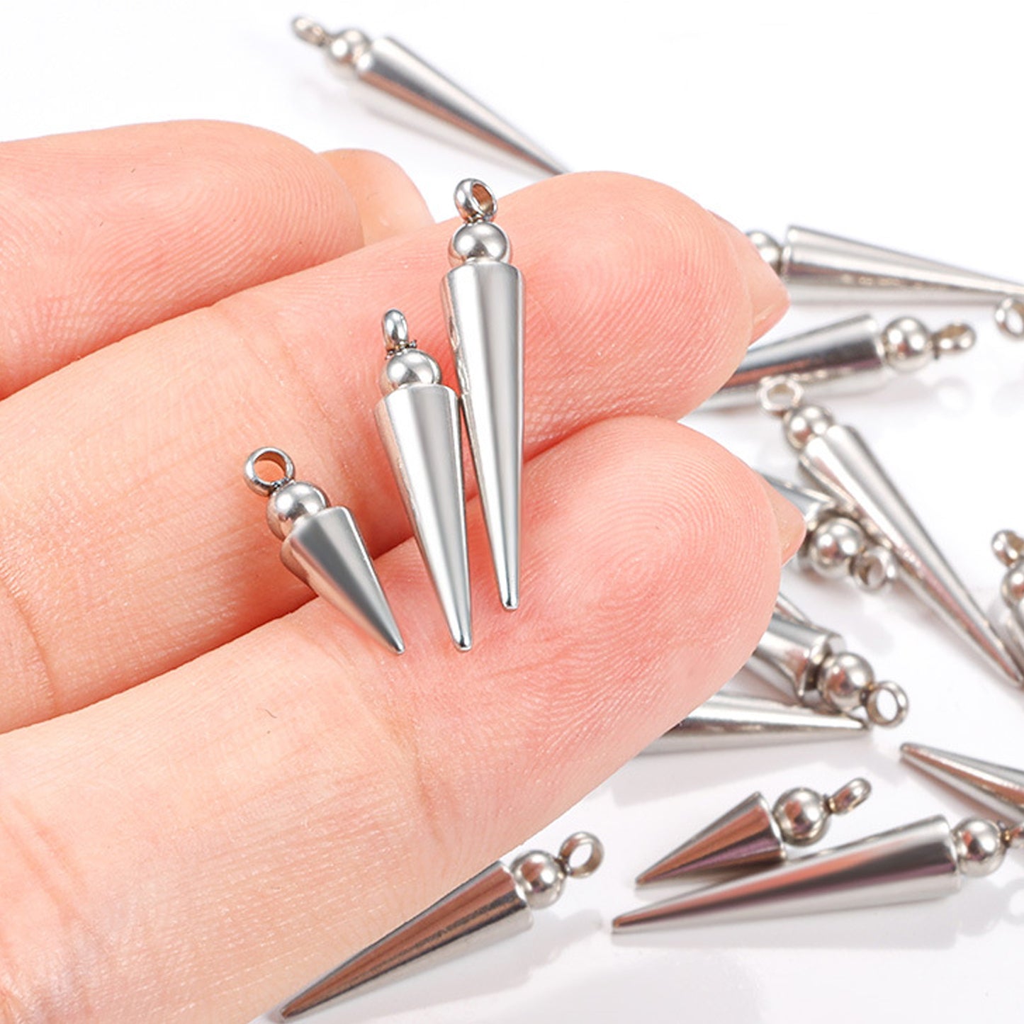 10pcs Stainless Steel Cone Spike Charms