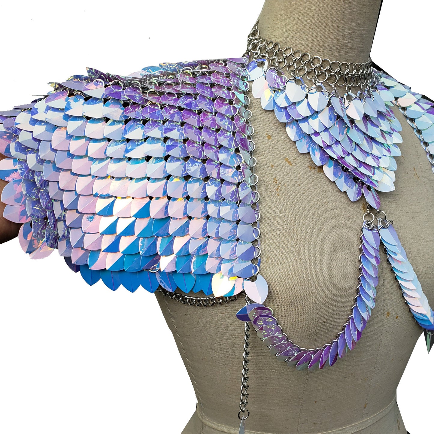 Iridescent Scalemail Shoulder Pauldron Scalemaille Rave Top