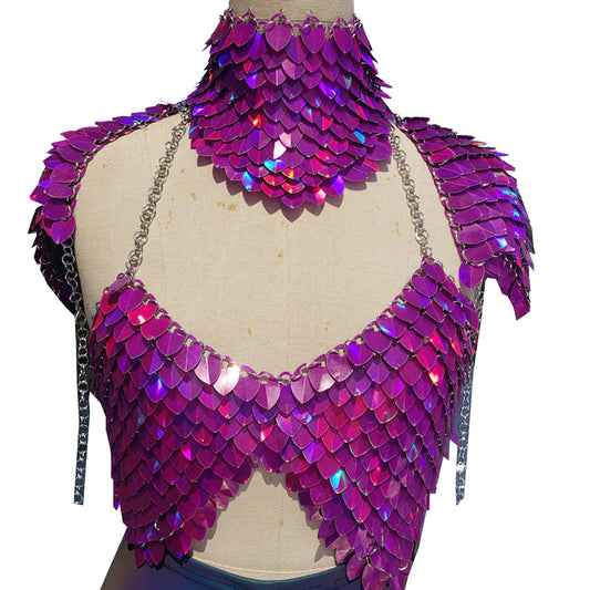 Holographic Purple Scalemail Shoulder Pauldrons Scalemaille Top
