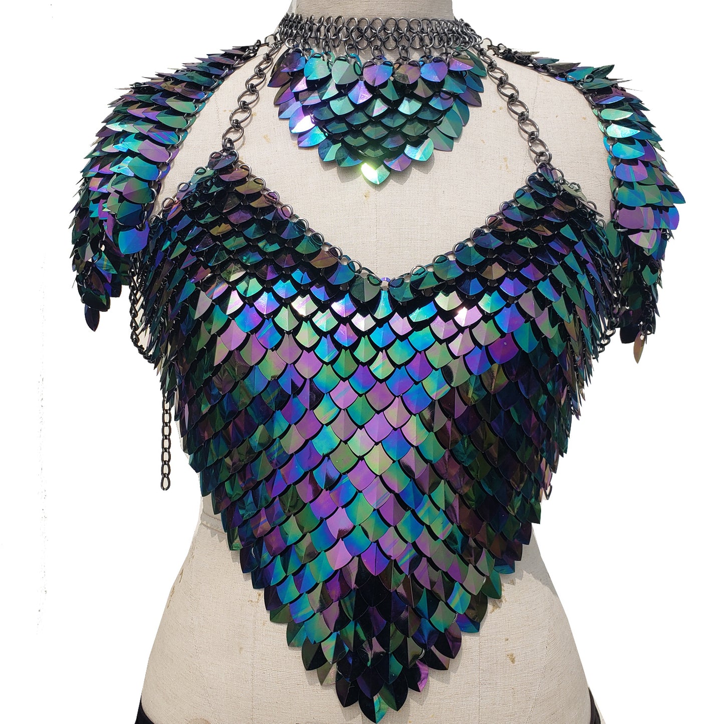 Iridescent Scalemail Shoulder Pauldrons Scalemaille Top