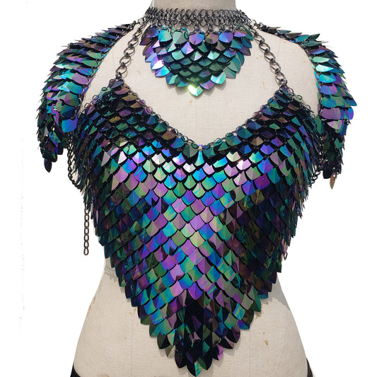 Iridescent Scalemail Shoulder Pauldrons Scalemaille Top