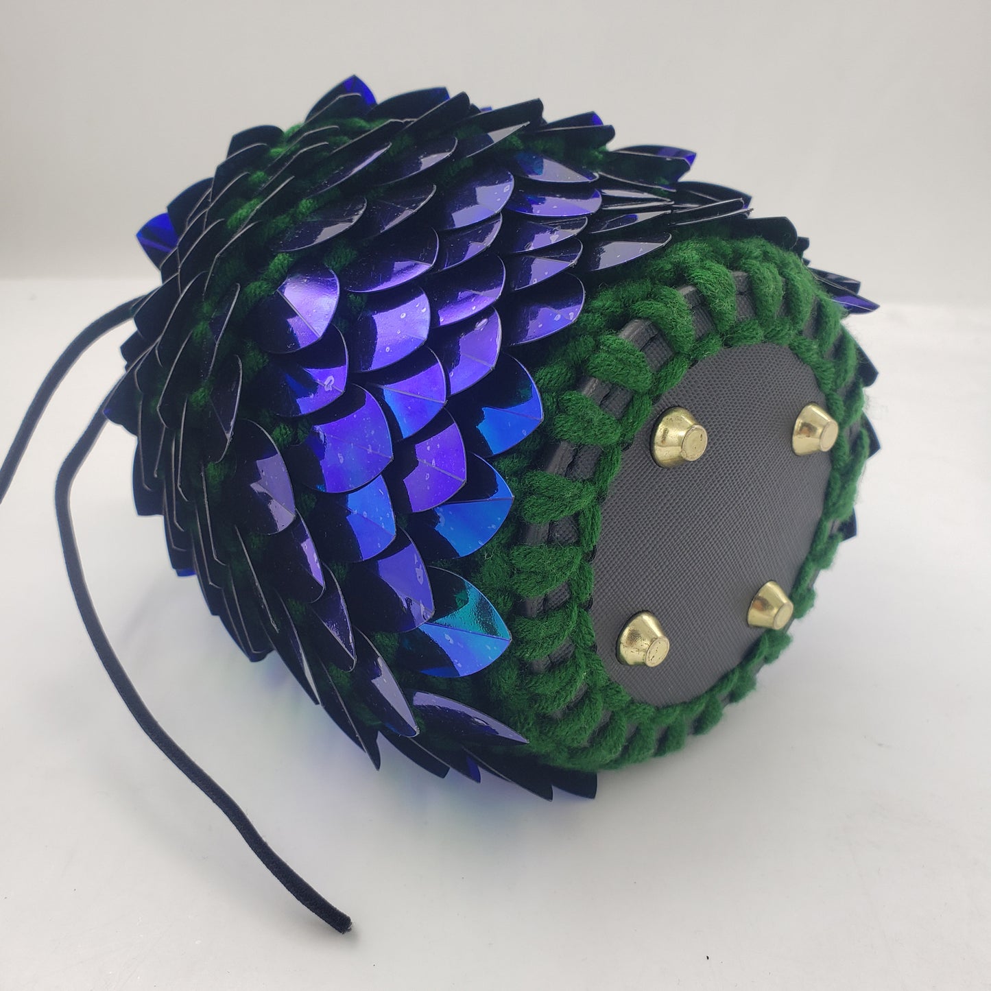 Iridescent Dragon Scale D&D Dice Bag - Knitted Scalemail Pouch