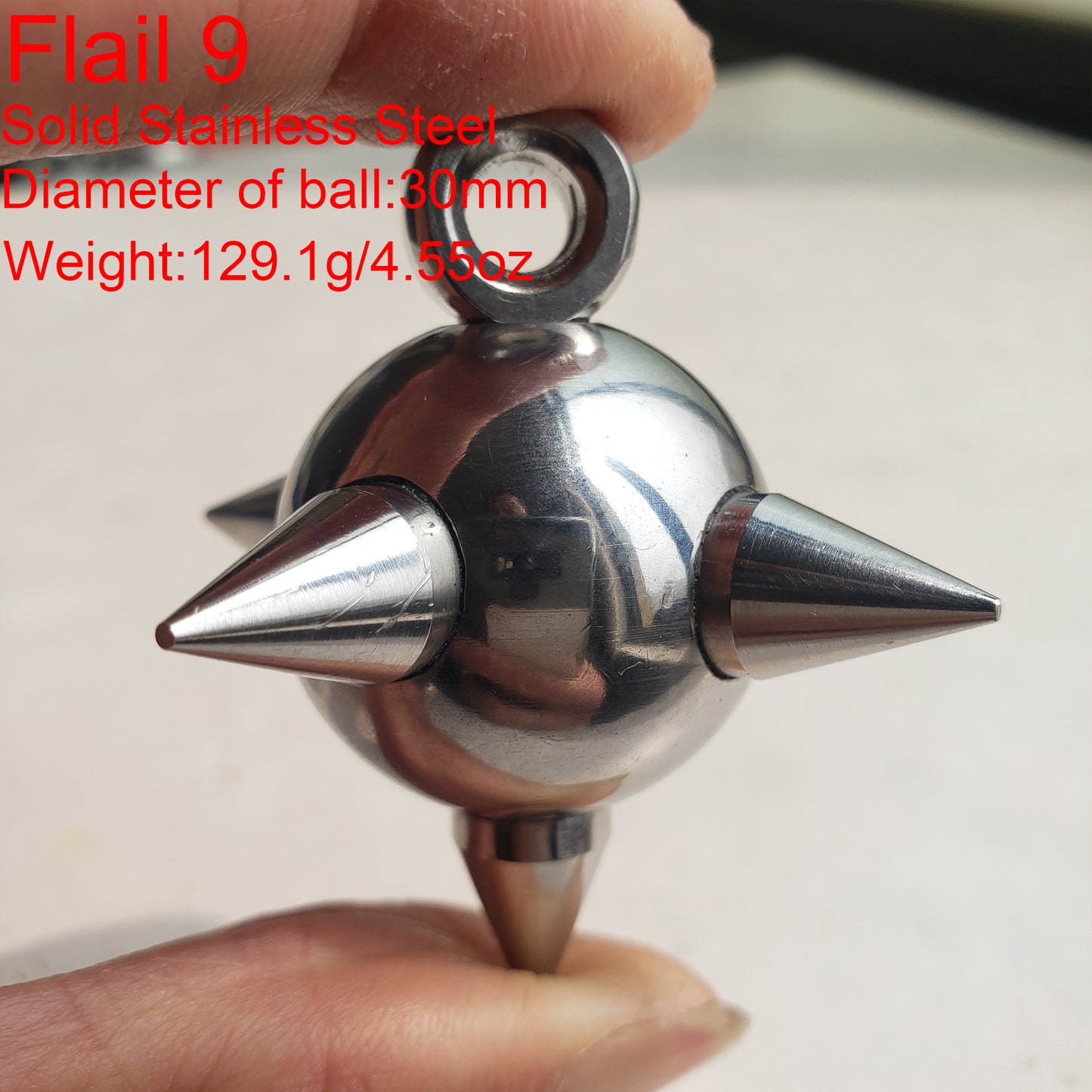 Giant Stainless Steel Flail Mace Ball Pendant,Gothic Medieval Morning Star,Solid Spike Ball