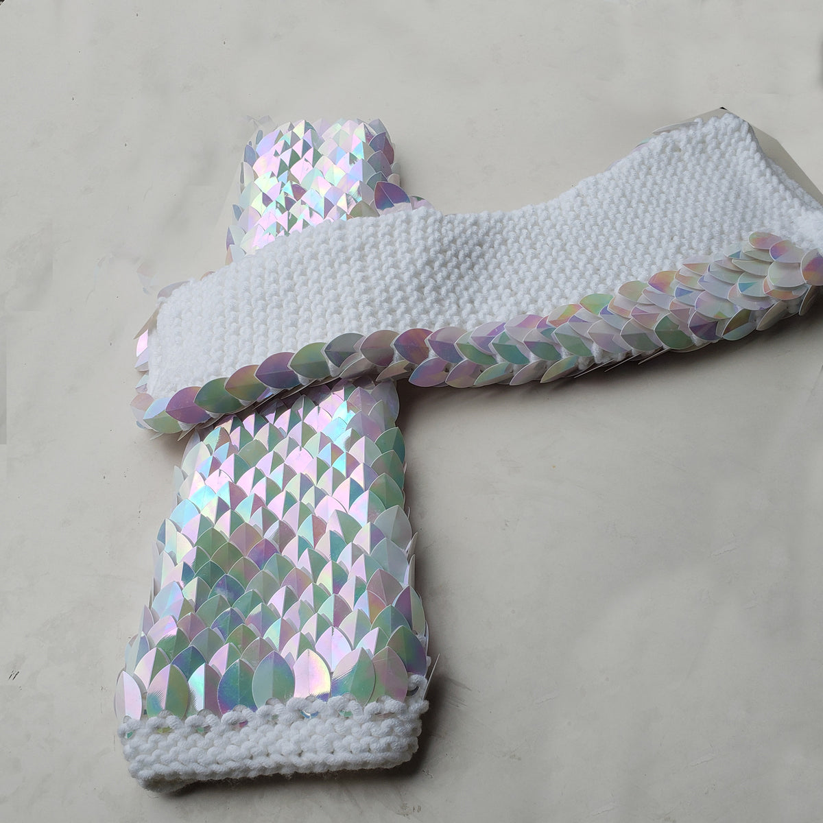 Wedding Iridescent Knitted Scalemail Gauntlets — Knitting Scale Mail Bracers Fantasy Armor Gloves