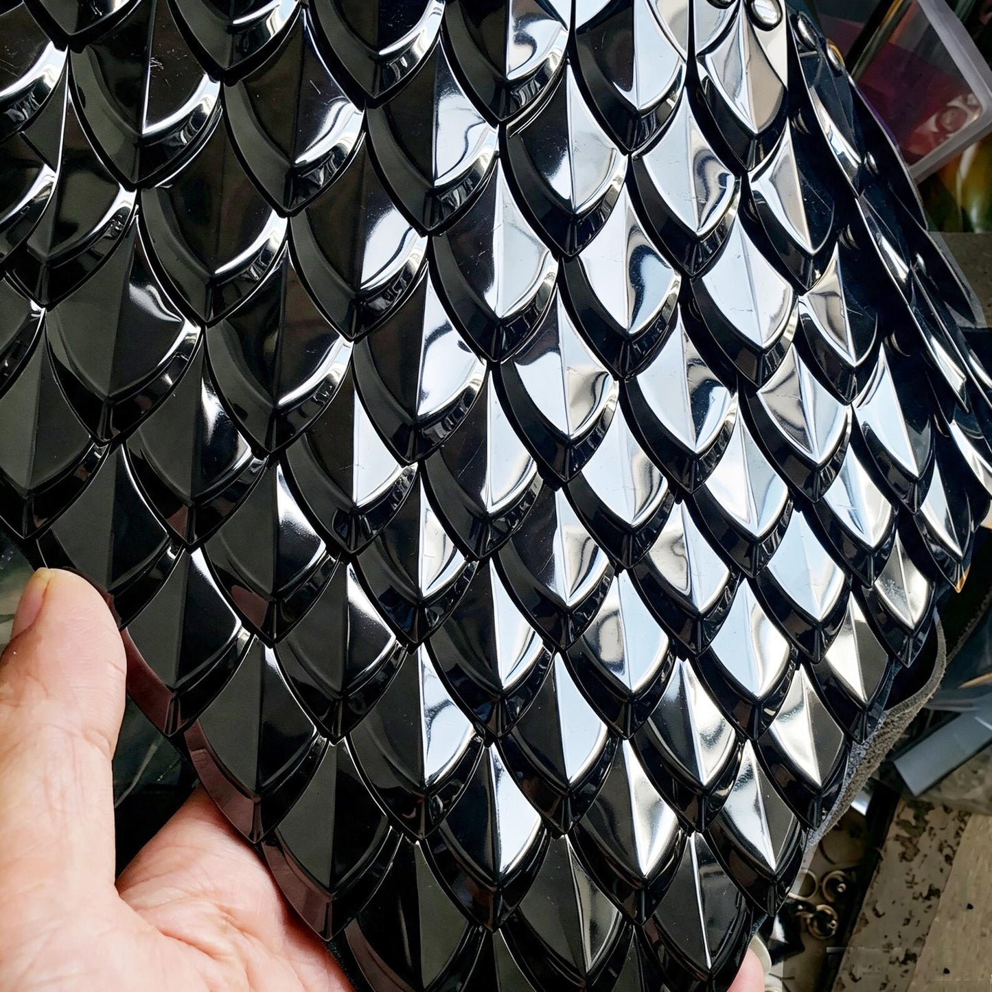 Black Loose Mirror Stainless Steel Lamellar Armor Plates | Dragon Scale Armour Scales 25*50mm | Gold Silver Black LARP Cosplay Bulk(副本)