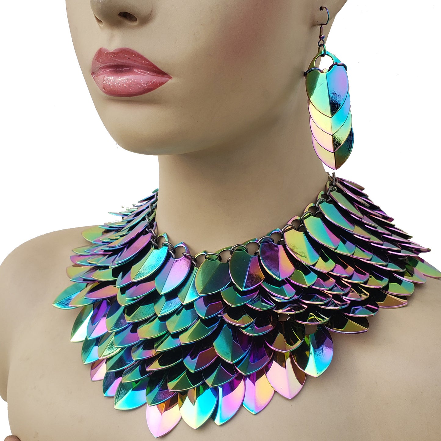 Rainbow Alloy Scalemail Choker Necklace