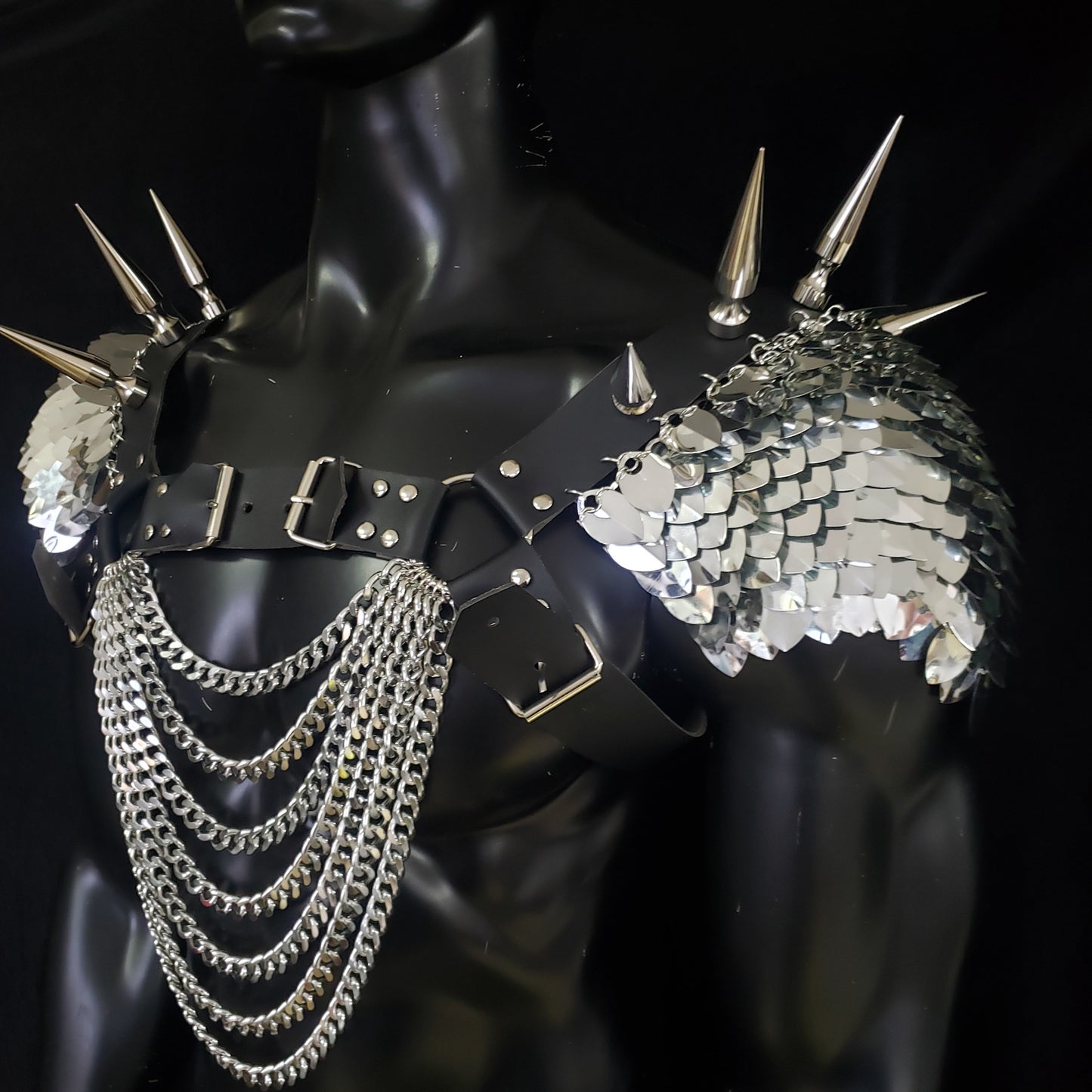 Men Rave Outfit Scalemail Armor Burning Man Festival Costumes Renaissance Faire Medieval LARP Costumes