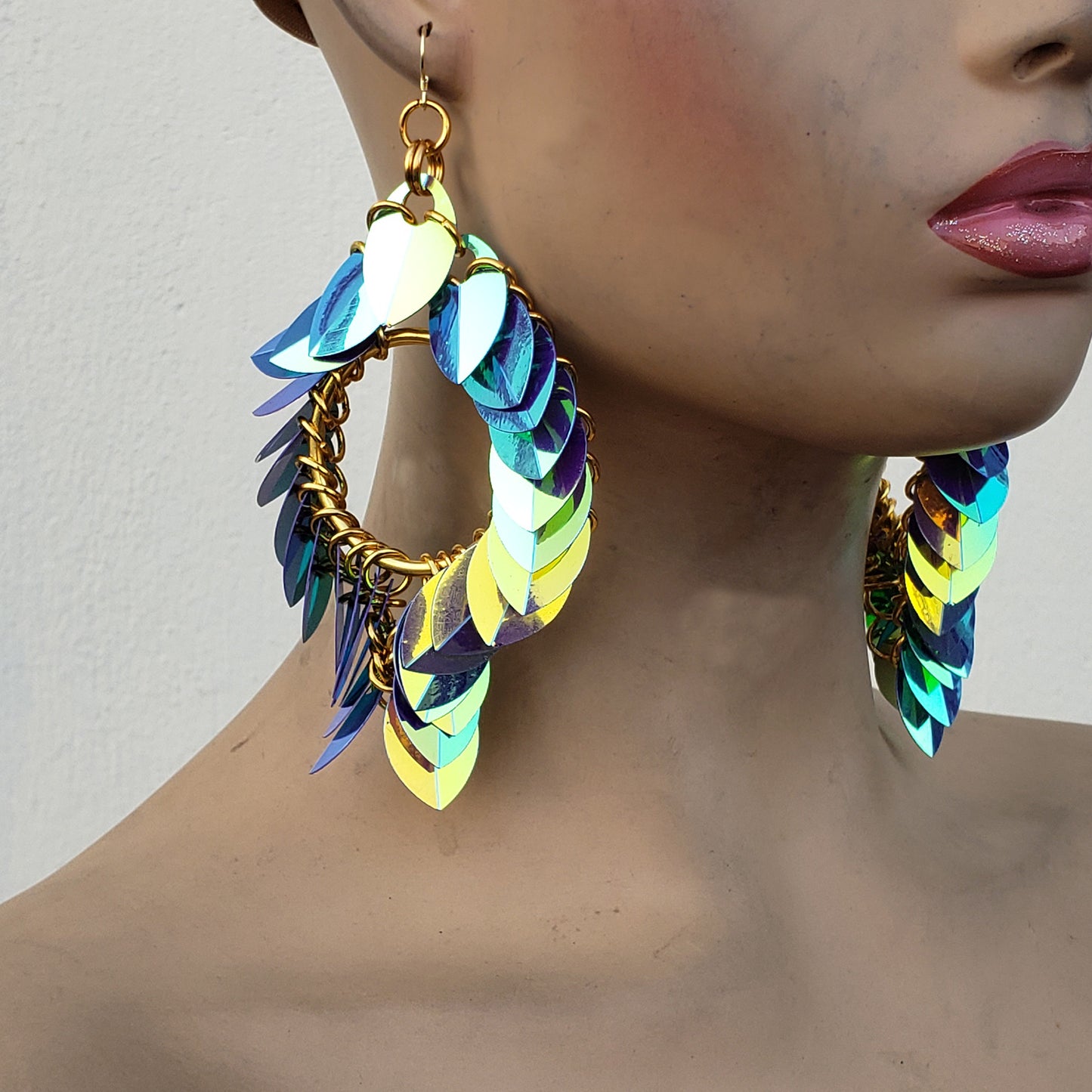 Iridescent Scalemail Earrings,Dragon Scale Earrings
