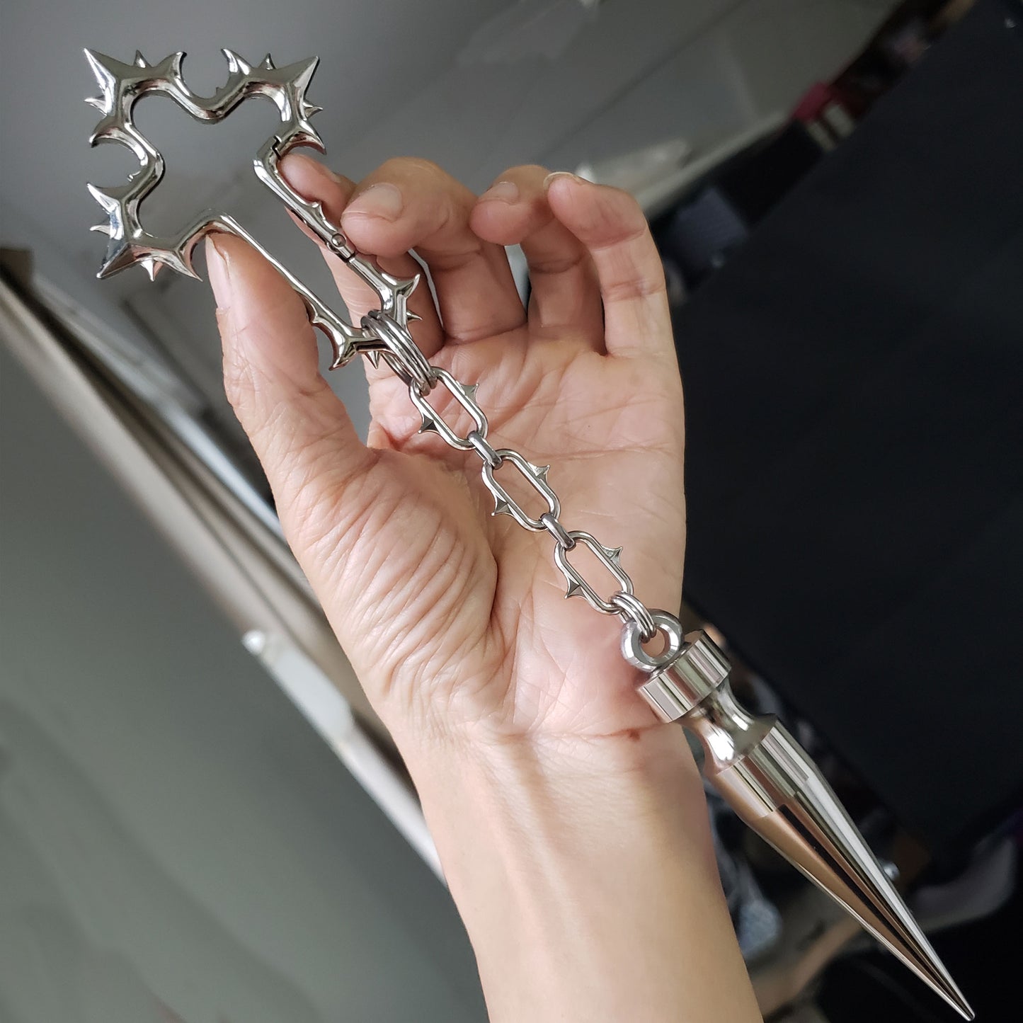 Y2K Gothic Thorn Cross Carabiner, Goth Keychain, Punk Bag Charms, Bulk DIY Hardware for Alt & CyberPunk Accessories,Jewelry Making Supplies