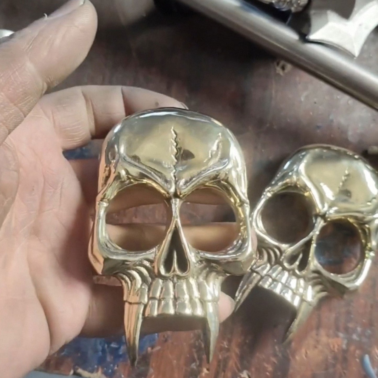 Handmade Brass Skull Knuckles