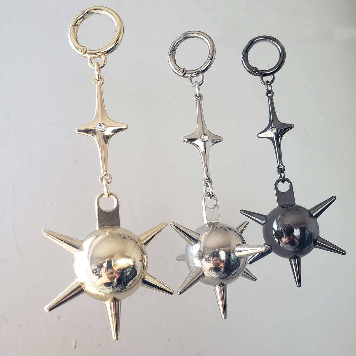 Giant Flail Spike Ball Charm Pendant (Morning Star / Mace) – Jewelry Making Supplies for Necklace, Keychain, Bag Charm, Wallet Chain
