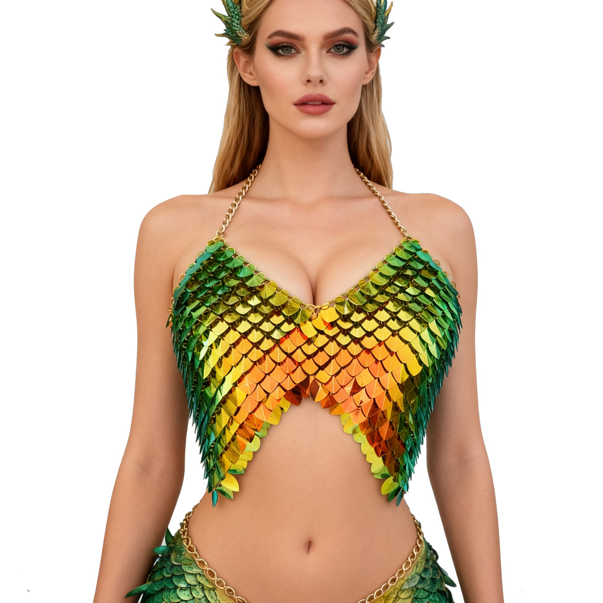 Iridescent scalemail bra top, handcrafted dragon mermaid festival cosplay armor 