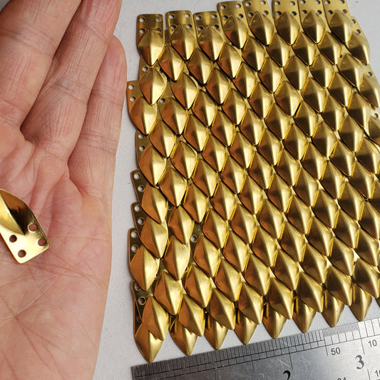 Brass Lamellar Armor Plates | Dragon Scale Cosplay Armor Scales | DIY Scale Mail Supplies | 9*21mm Loose Scales Bulk