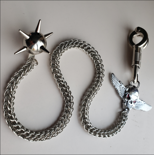 Black Chainmail Chain Get Back Whips with Morning Star Flail Spike Ball