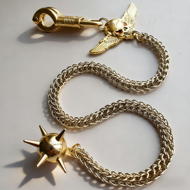 Black Chainmail Chain Get Back Whips with Morning Star Flail Spike Ball