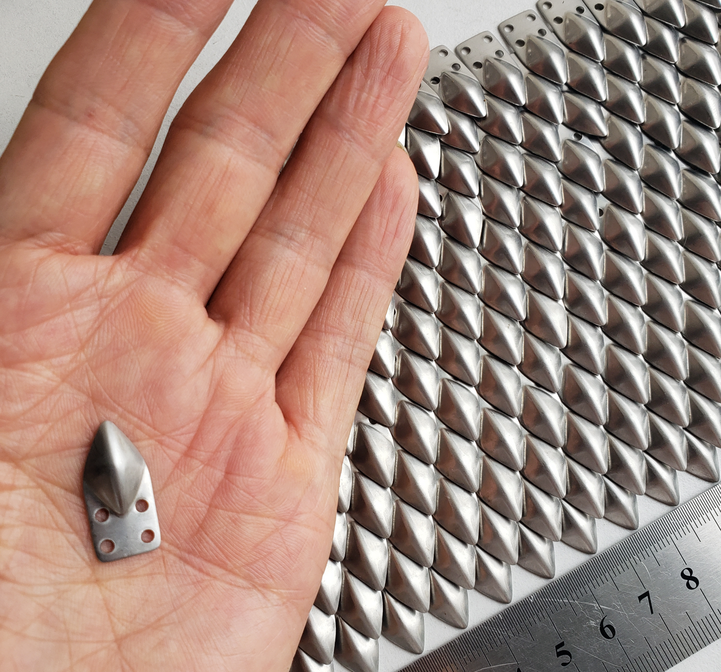 Silver Loose Stainless Steel Lamellar Armor Plates | Dark Dragon Scale Armour Scales 10*21mm | DIY Scale Mail Cosplay Bulk