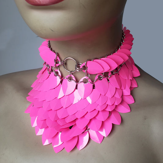 Barbie Pink Scalemail Choker Collar Necklace,Chainmail