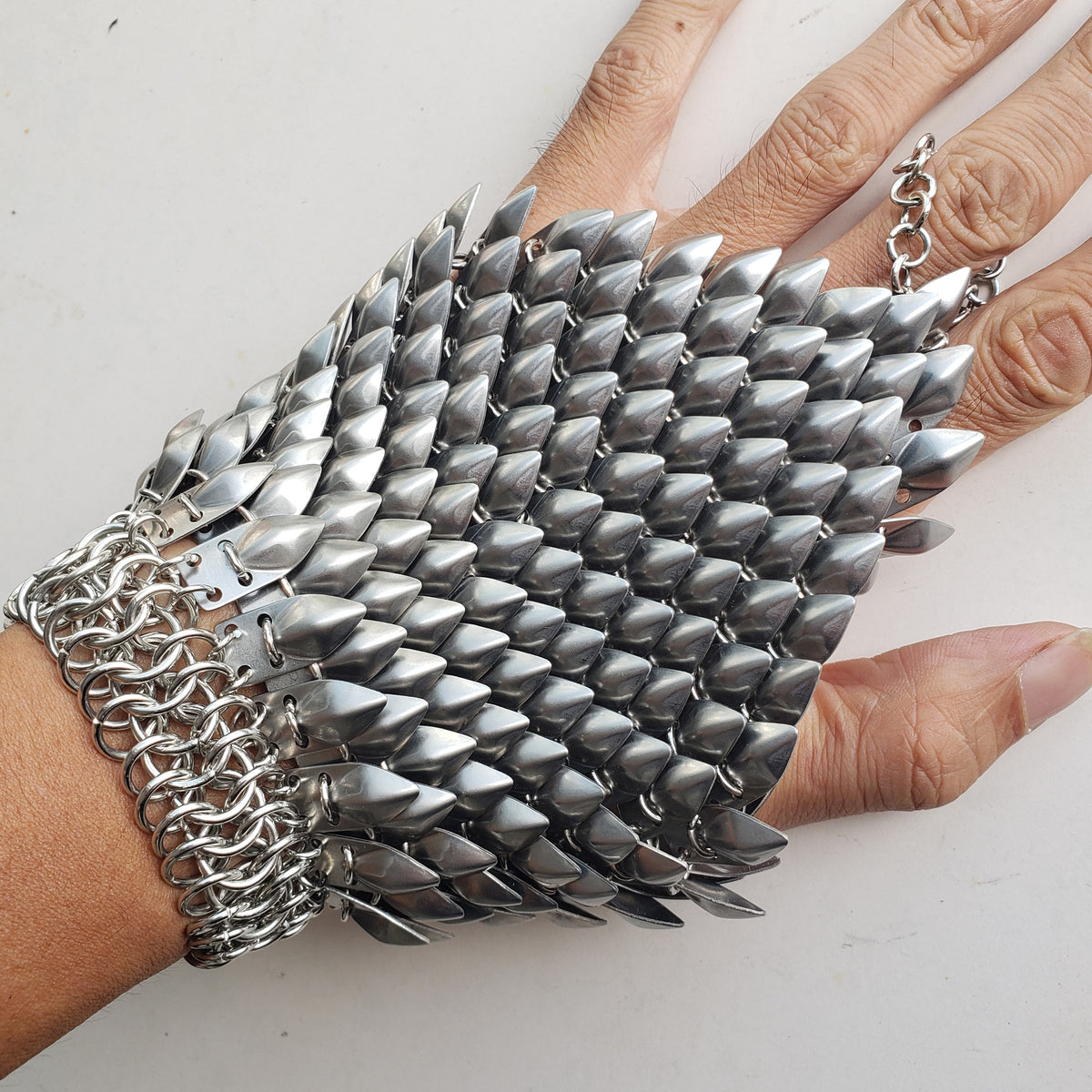 Stainless Steel Dragon Scale Bracers—Chainmail Guard Bracelets Cosplay Armor