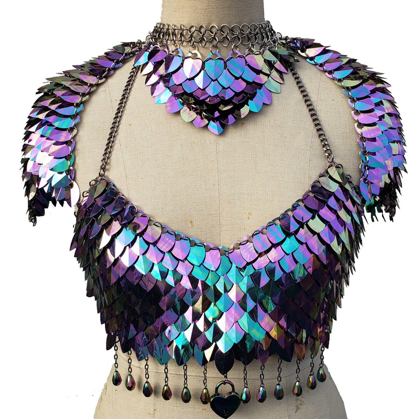 Iridescent Scalemail Shoulder Pauldrons Scalemaille Top