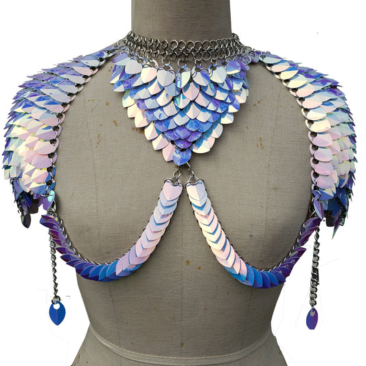 Iridescent Scalemail Shoulder Pauldron Scalemaille Rave Top