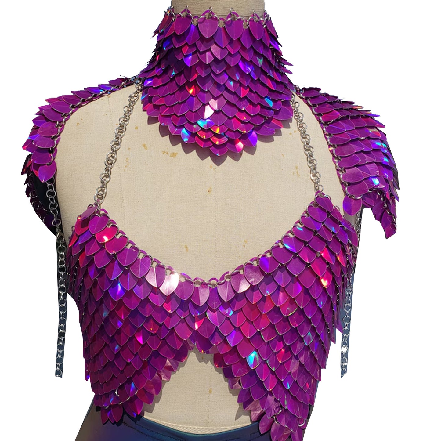 Holographic Purple Scalemail Shoulder Pauldrons Scalemaille Top