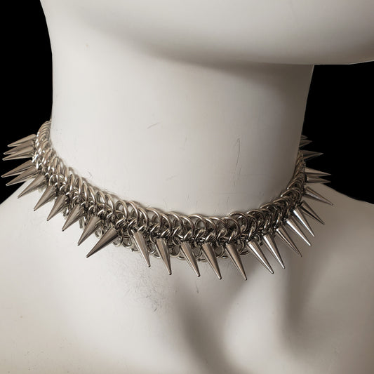 Stainless Steel Spike Chainmail Choker Necklace