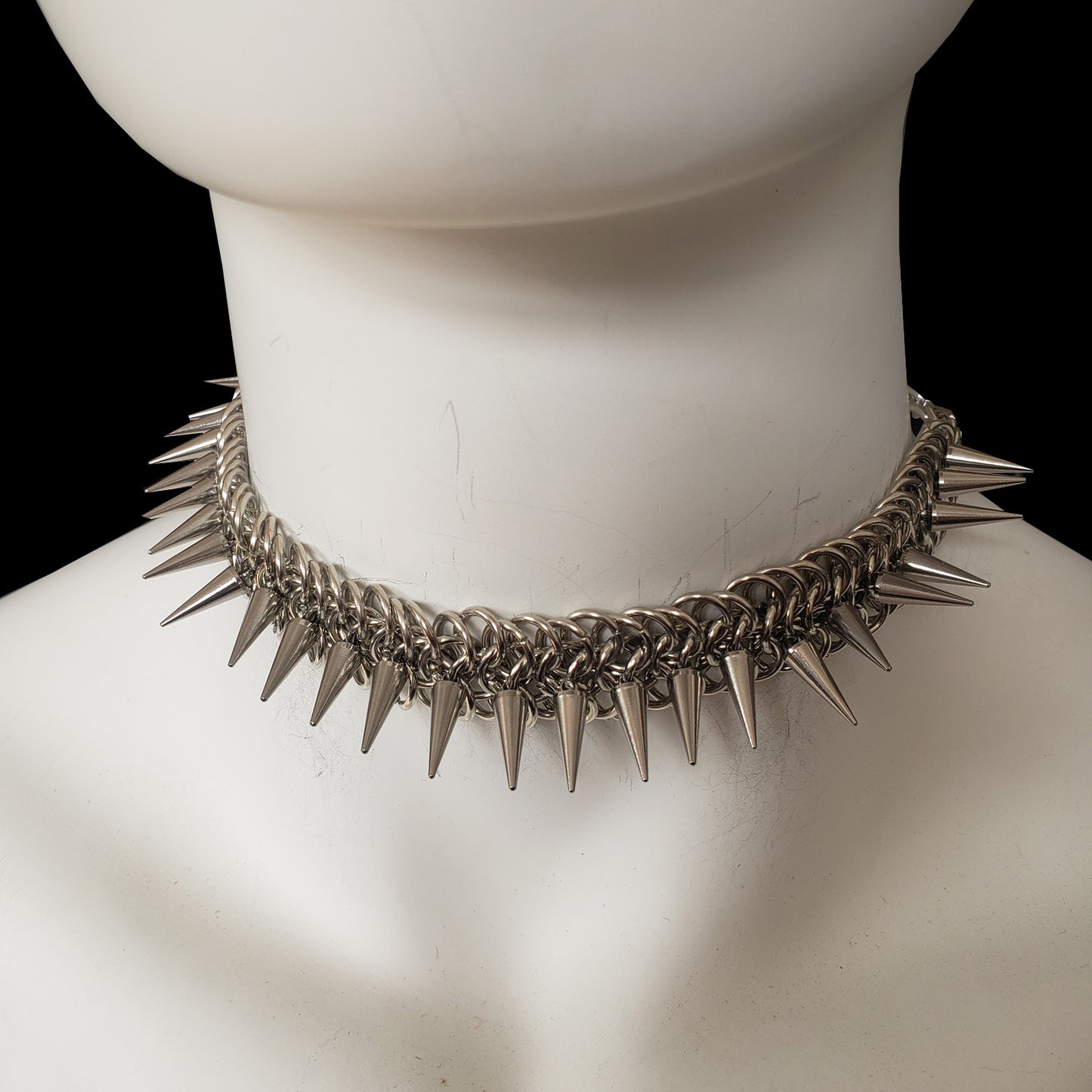 Stainless Steel Spike Chainmail Choker Necklace