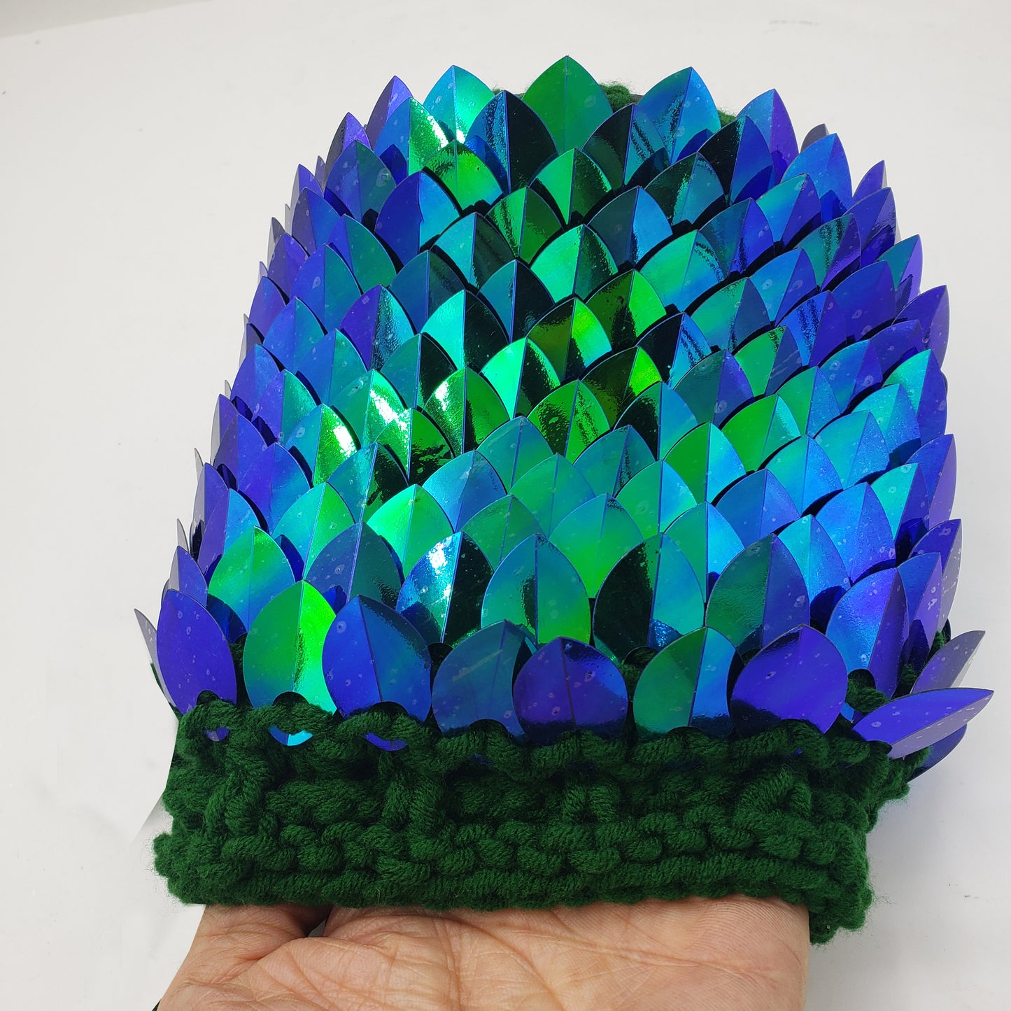Iridescent Dragon Scale D&D Dice Bag - Knitted Scalemail Pouch