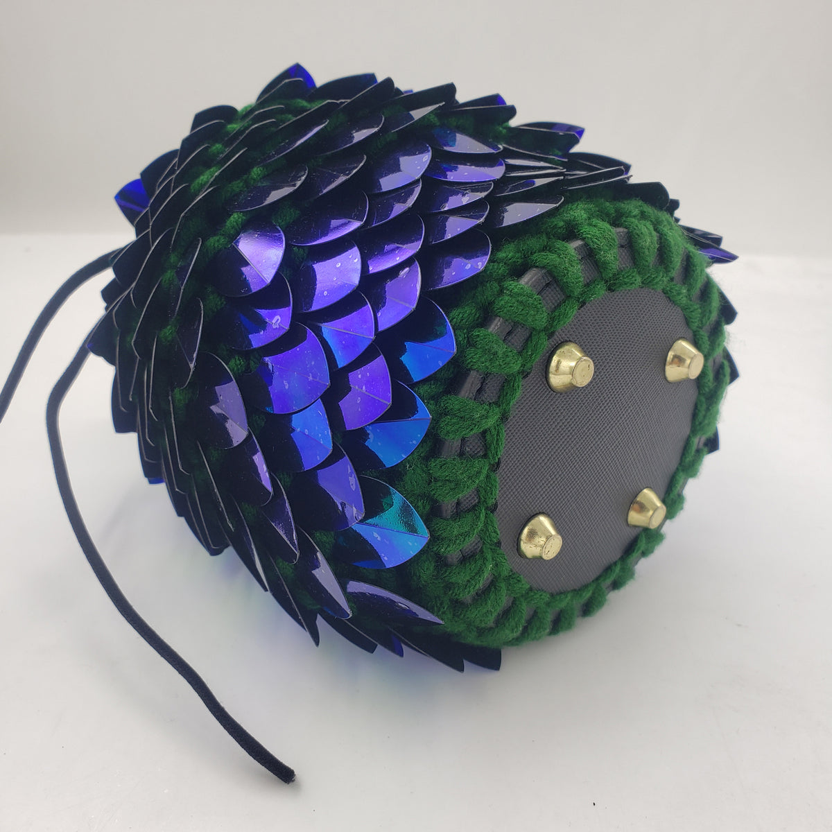 Iridescent Dragon Scale D&D Dice Bag - Knitted Scalemail Pouch