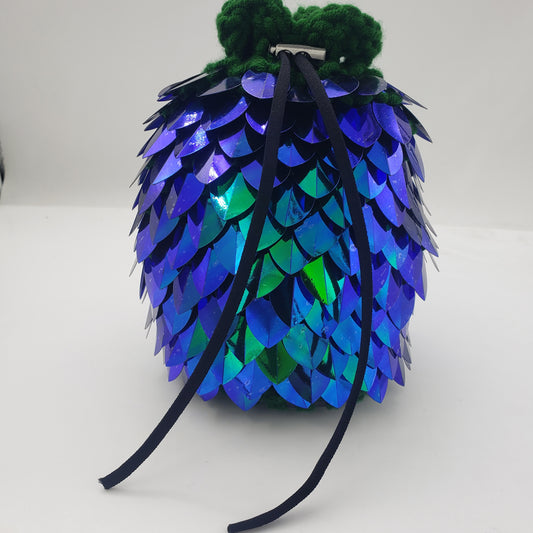 Iridescent Dragon Scale D&D Dice Bag - Knitted Scalemail Pouch