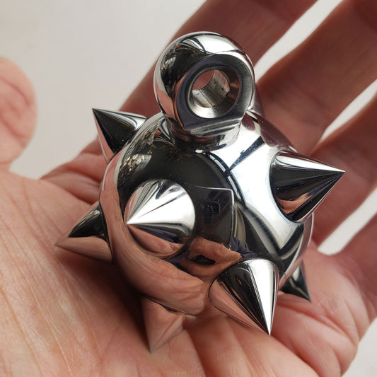 Hand Polished Stainless Steel Flail Mace Ball Pendant,Gothic Medieval Morning Star,Spike Ball Charm