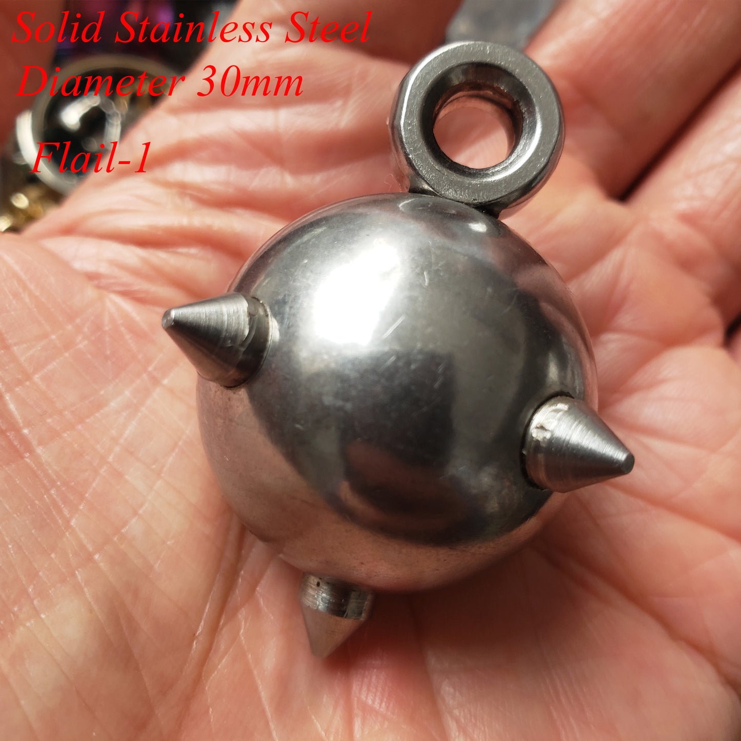 Giant Stainless Steel Flail Mace Ball Pendant,Gothic Medieval Morning Star,Solid Spike Ball