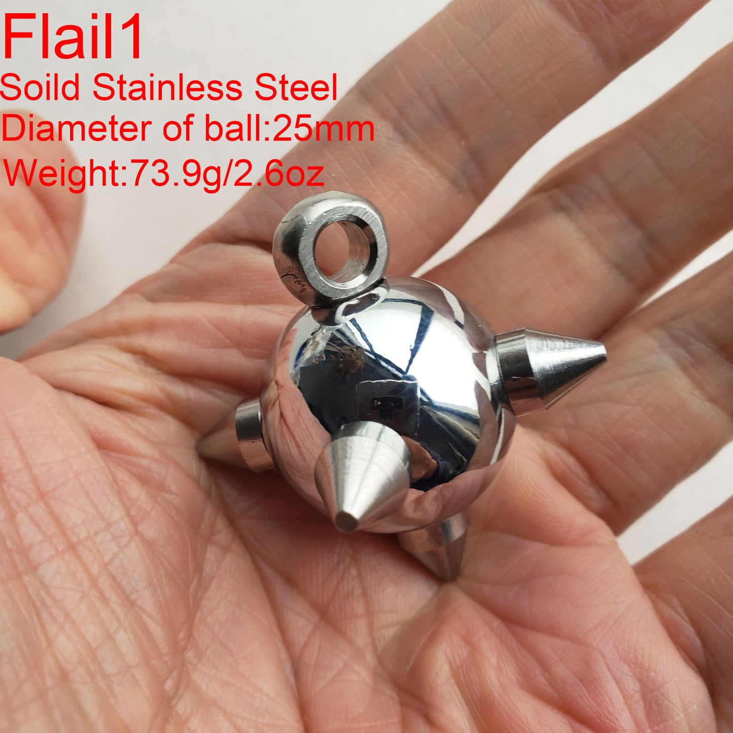Giant Stainless Steel Flail Mace Ball Pendant,Gothic Medieval Morning Star,Solid Spike Ball