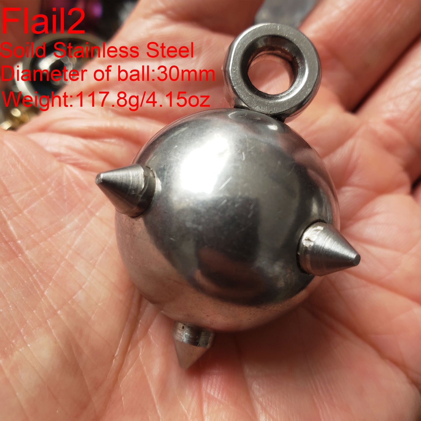 Giant Stainless Steel Flail Mace Ball Pendant,Gothic Medieval Morning Star,Solid Spike Ball