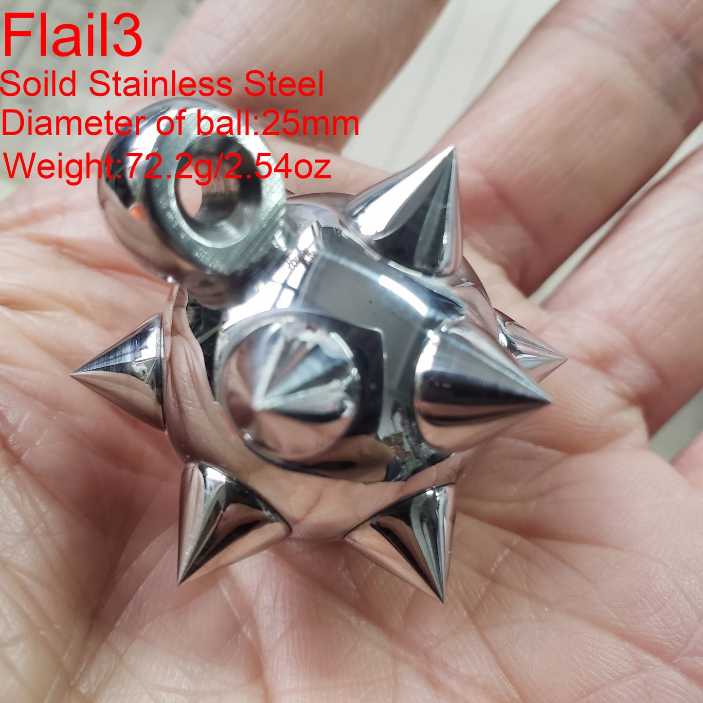 Giant Stainless Steel Flail Mace Ball Pendant,Gothic Medieval Morning Star,Solid Spike Ball