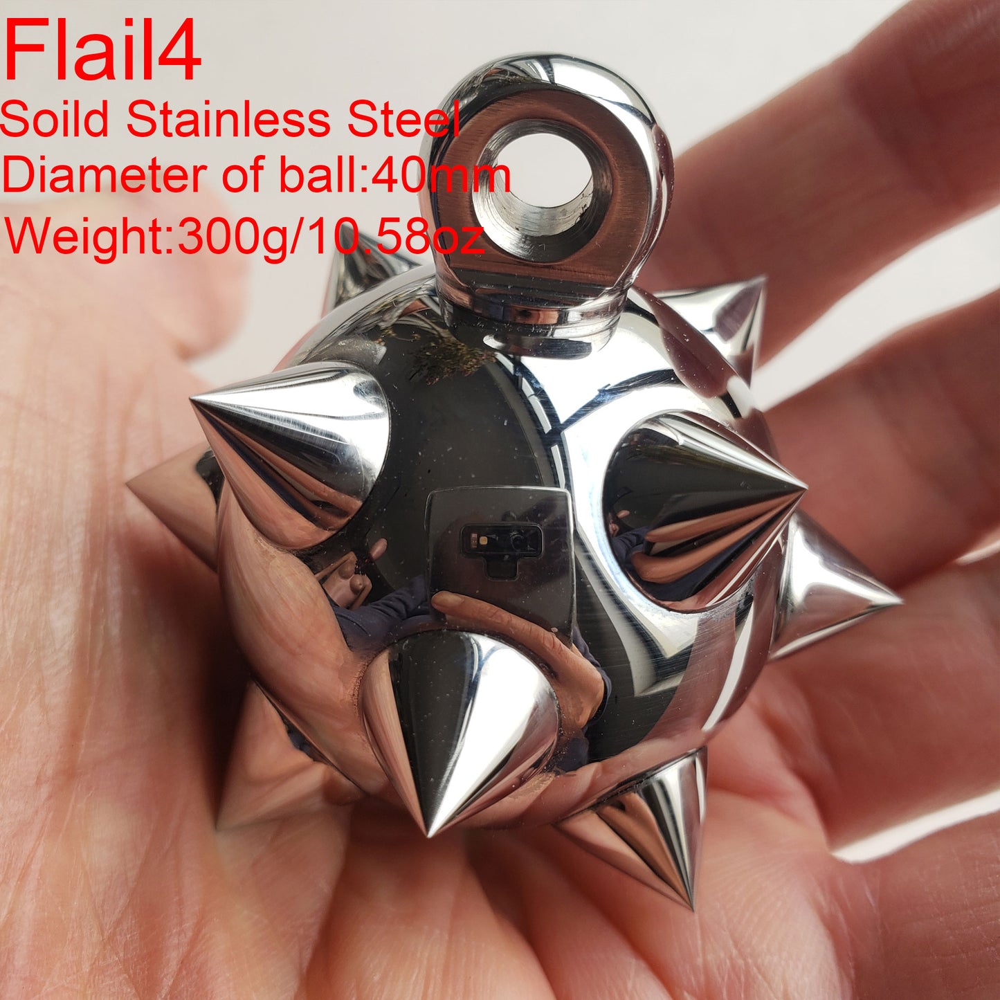 Giant Stainless Steel Flail Mace Ball Pendant,Gothic Medieval Morning Star,Solid Spike Ball