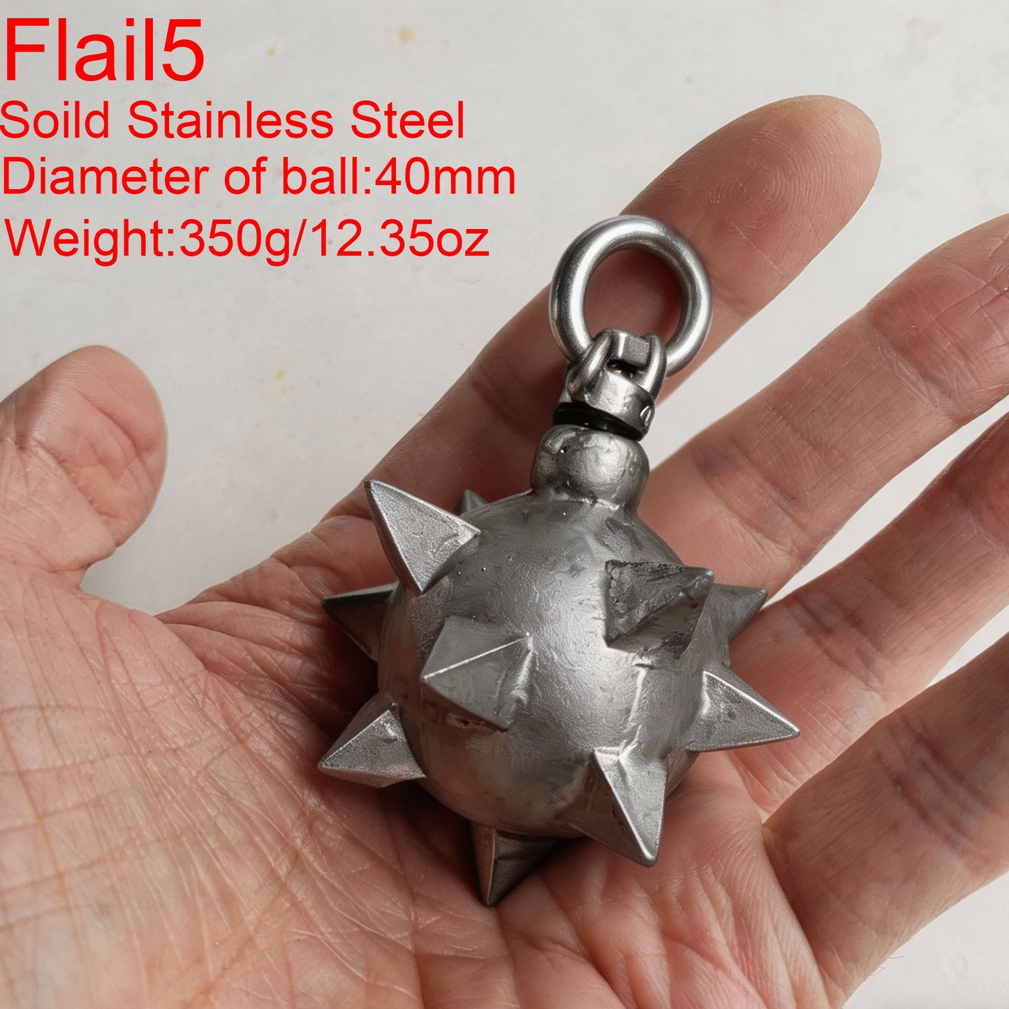 Giant Stainless Steel Flail Mace Ball Pendant,Gothic Medieval Morning Star,Solid Spike Ball