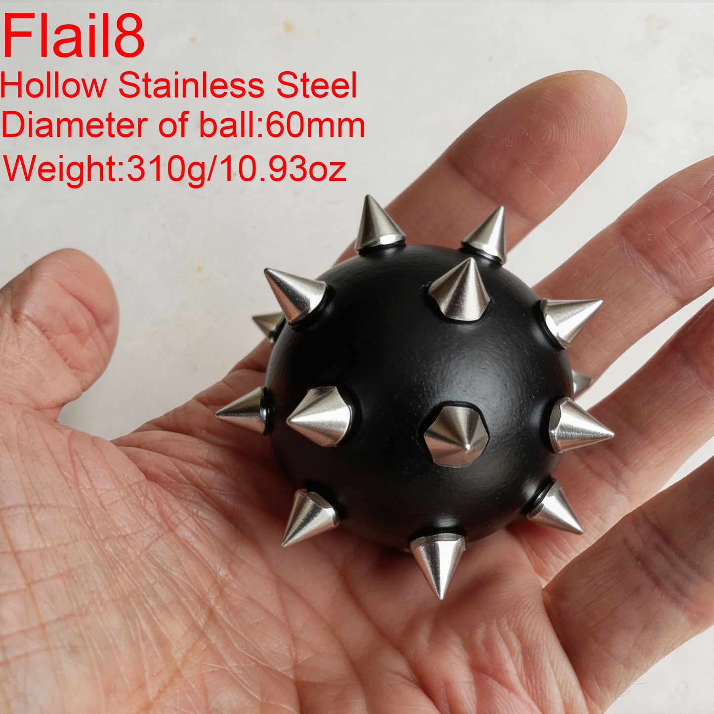 Giant Stainless Steel Flail Mace Ball Pendant,Gothic Medieval Morning Star,Solid Spike Ball