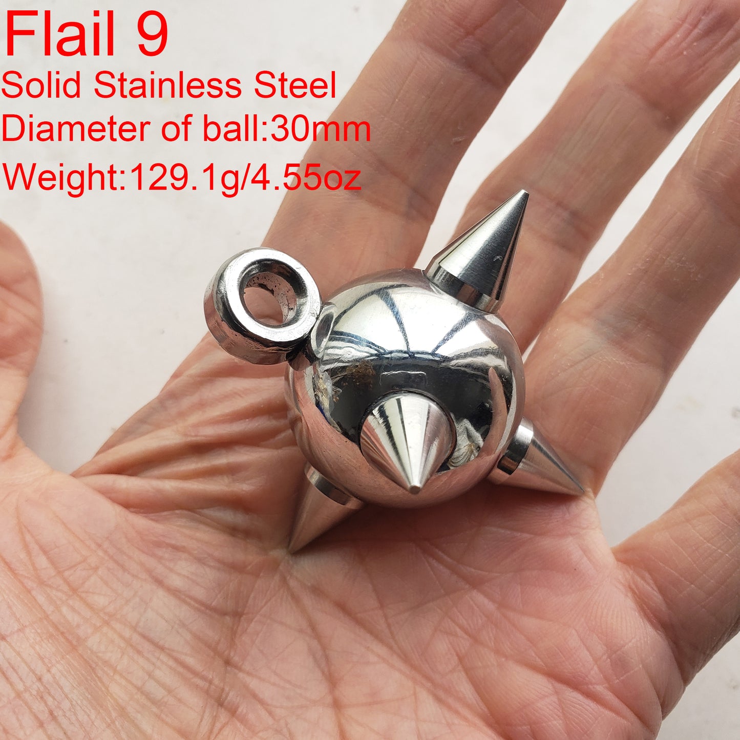 Giant Stainless Steel Flail Mace Ball Pendant,Gothic Medieval Morning Star,Solid Spike Ball