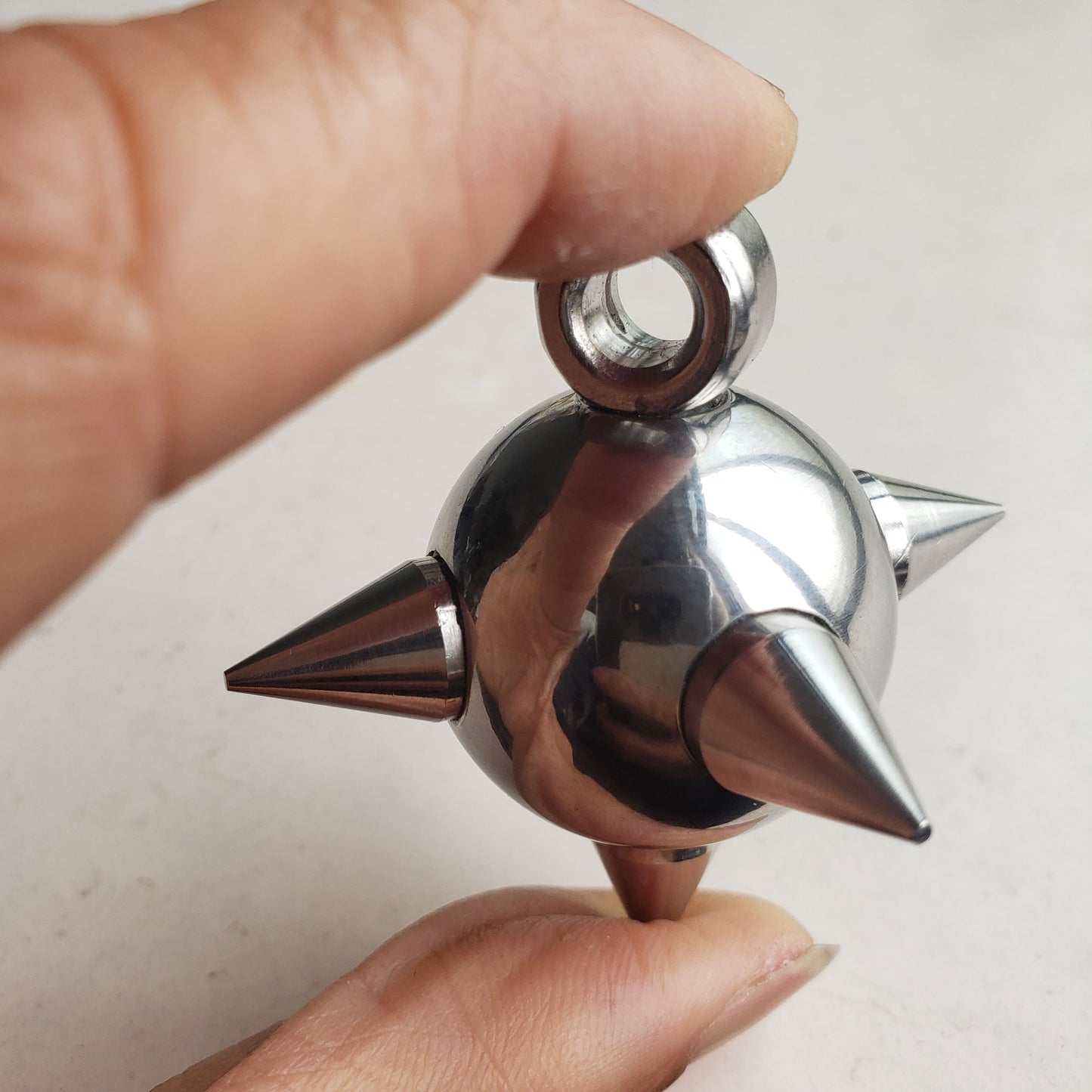 Giant Stainless Steel Flail Mace Ball Pendant,Gothic Medieval Morning Star,Solid Spike Ball