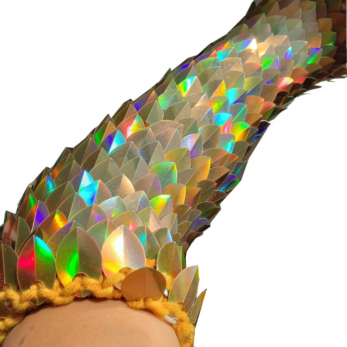 Iridescent Knitted Scalemail Gauntlets - Dragon Scale Fantasy Armor Fingerless Gloves