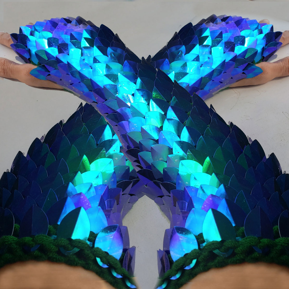 Dragon Scale Gloves –Iridescent Knitted Scalemail Gauntlets