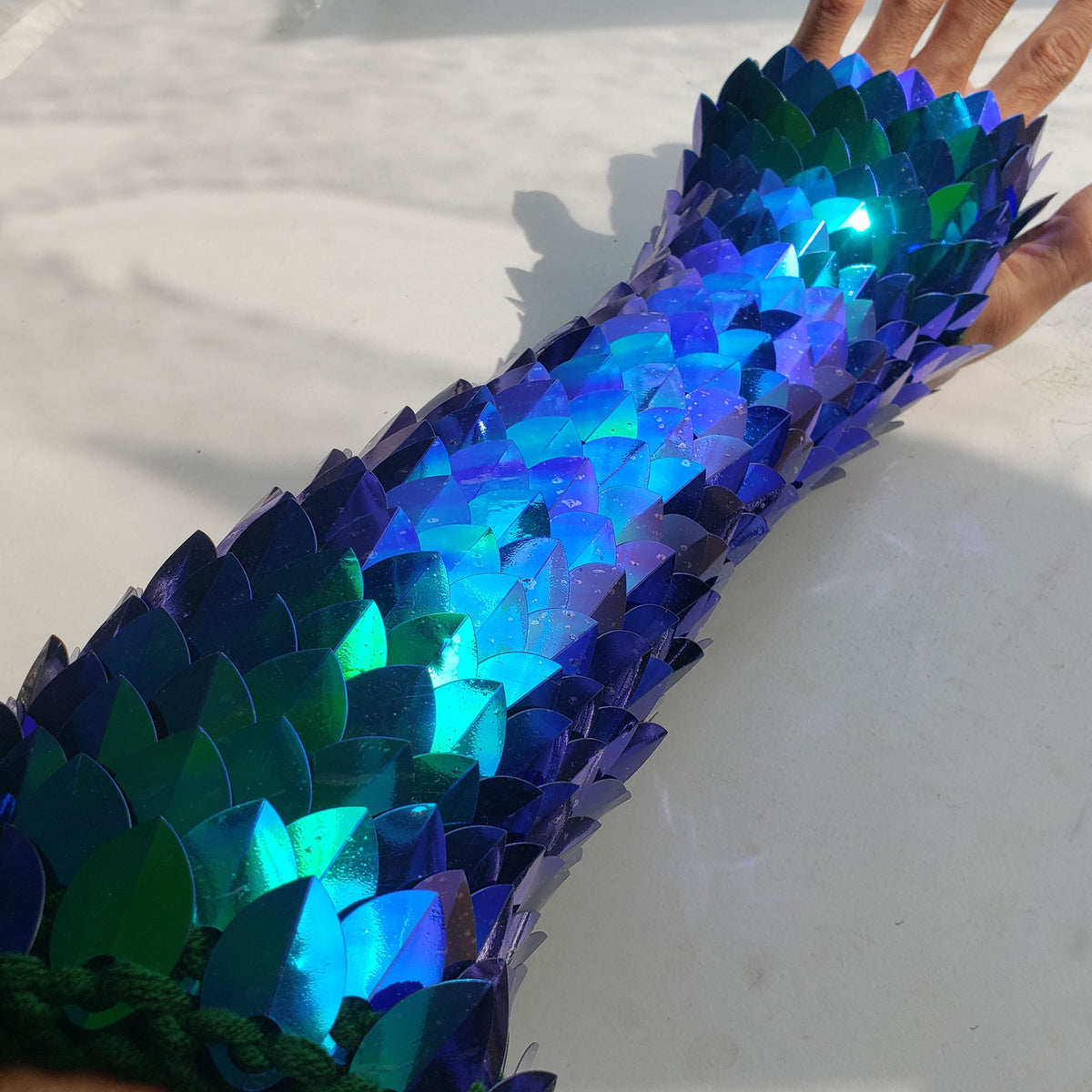 Dragon Scale Gloves –Iridescent Knitted Scalemail Gauntlets