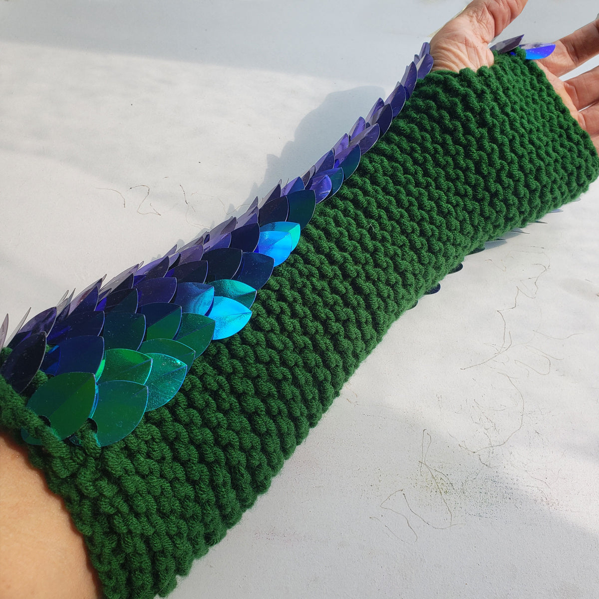 Dragon Scale Gloves –Iridescent Knitted Scalemail Gauntlets