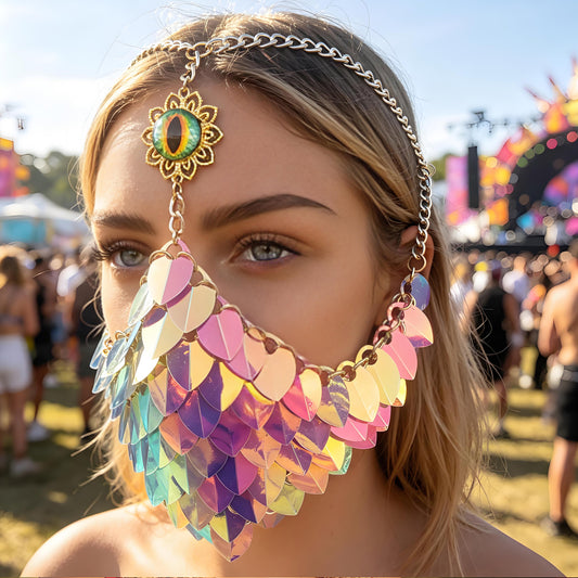 Iridescent Scalemail Face Mask-Rave Gear & Festival Accessories