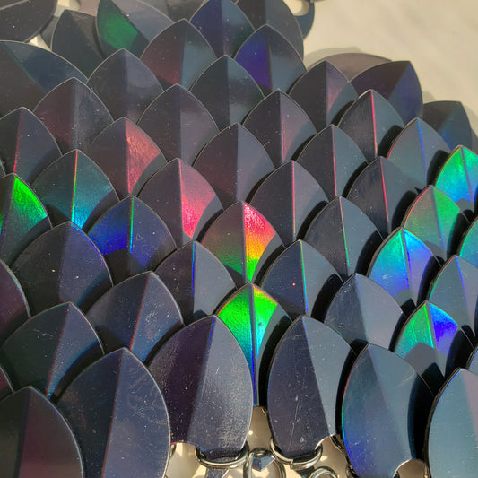 Holographic Black Alloy Scalemail Dragon Scales Bulk for Scale Mail Armor Cosplay LARP Supplies Large