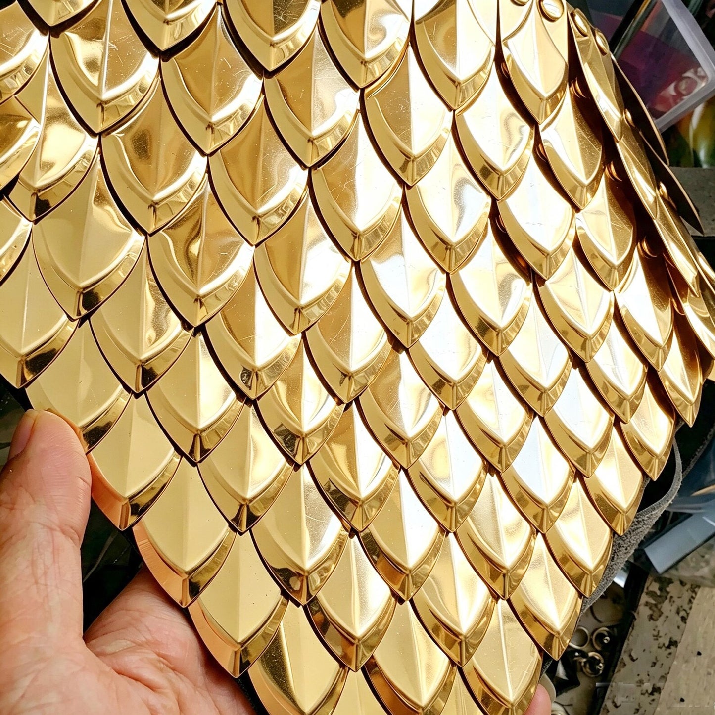Black Loose Mirror Stainless Steel Lamellar Armor Plates | Dragon Scale Armour Scales 25*50mm | Gold Silver Black LARP Cosplay Bulk（副本）