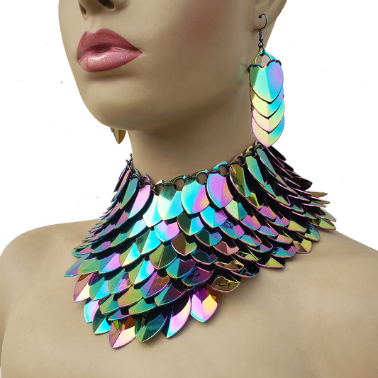 Rainbow Alloy Scalemail Choker Necklace