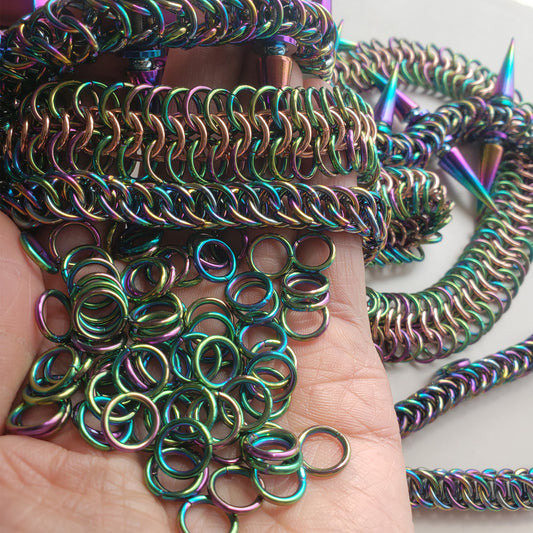 Rainbow Stainless Steel Chainmail Jump Rings | 14 AWG 9/32" ID | Armor & Jewelry Making