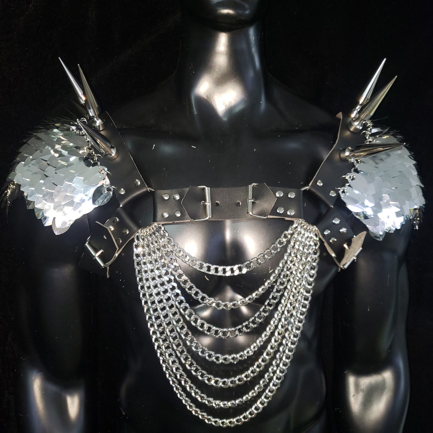 Men Rave Outfit Scalemail Armor Burning Man Festival Costumes Renaissance Faire Medieval LARP Costumes